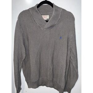 Penguin By Munsingwear Mens XL V-Neck Sweater LOGO Textured Waffle Knit Gray